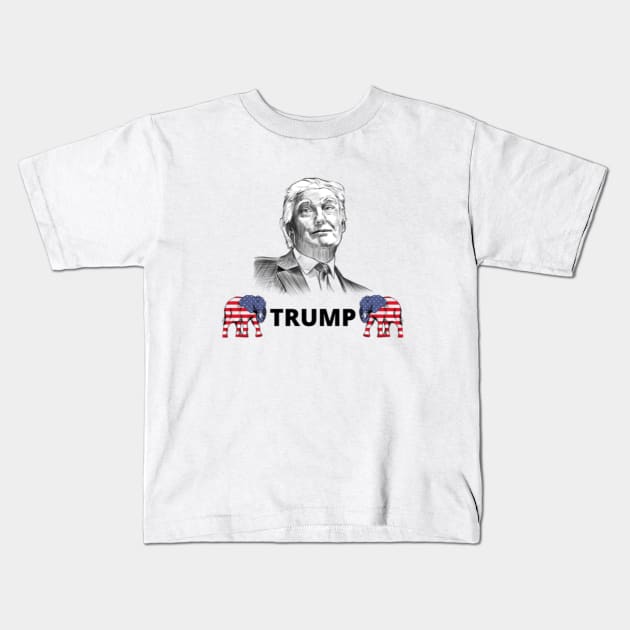 TRUMP FOR AMERICA PRESIDENT Kids T-Shirt by Rebelion